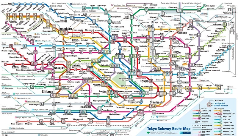Mapa Metrô Tóquio